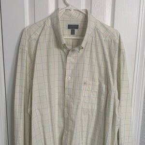 Club Room Men's Light Yellow Plaid Button Down Shirt